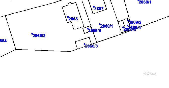 Parcela st. 2866/3 v KÚ Rumburk, Katastrální mapa