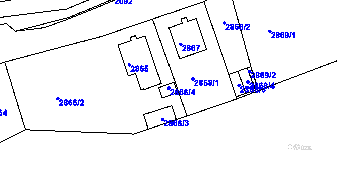 Parcela st. 2866/4 v KÚ Rumburk, Katastrální mapa