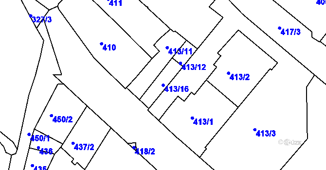 Parcela st. 413/16 v KÚ Rumburk, Katastrální mapa