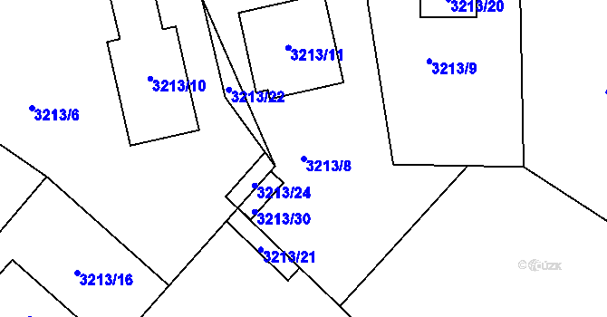 Parcela st. 3213/8 v KÚ Rumburk, Katastrální mapa