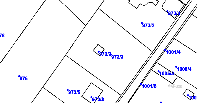 Parcela st. 973/7 v KÚ Rumburk, Katastrální mapa
