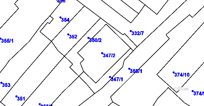 Parcela st. 347/2 v KÚ Rumburk, Katastrální mapa