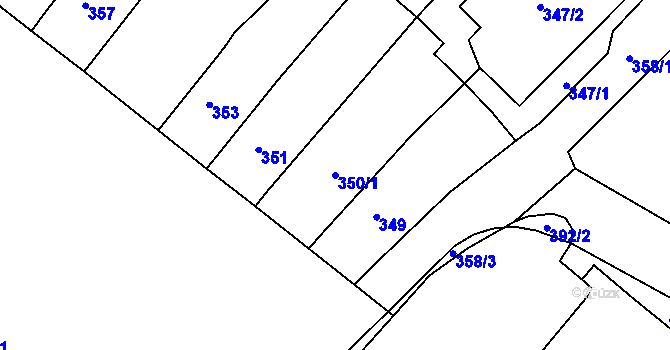 Parcela st. 350/1 v KÚ Rumburk, Katastrální mapa