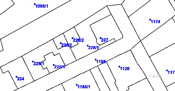 Parcela st. 228/1 v KÚ Rumburk, Katastrální mapa