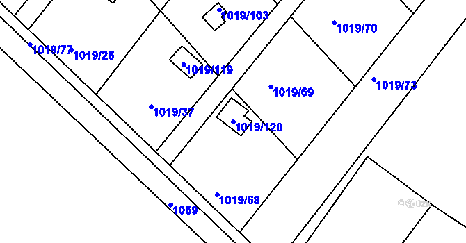 Parcela st. 1019/120 v KÚ Rumburk, Katastrální mapa