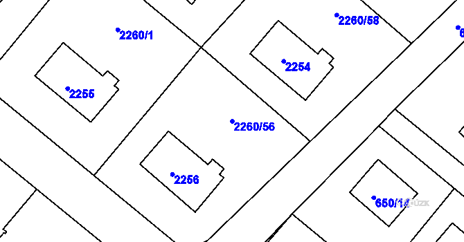 Parcela st. 2260/56 v KÚ Rumburk, Katastrální mapa