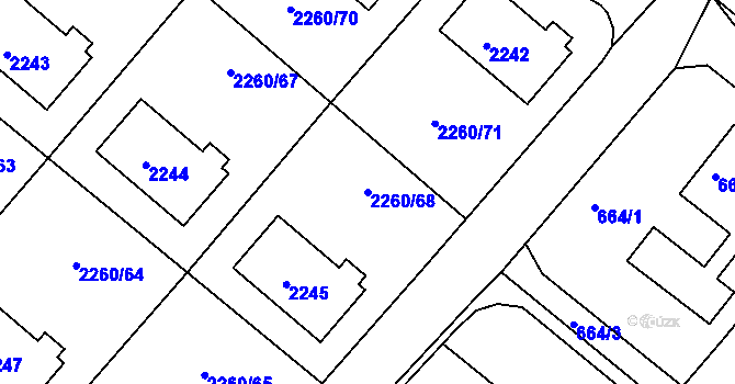 Parcela st. 2260/68 v KÚ Rumburk, Katastrální mapa