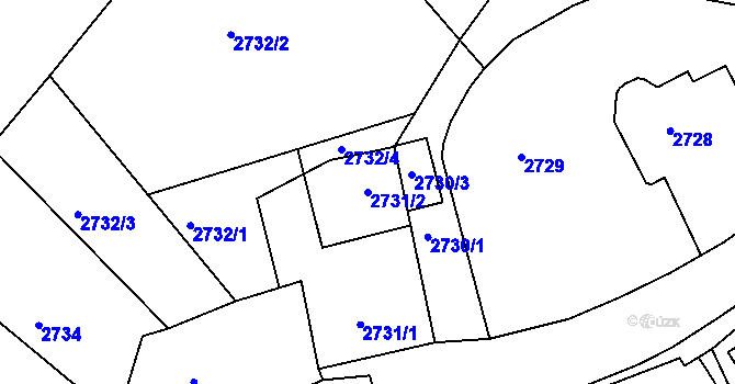 Parcela st. 2731/2 v KÚ Rumburk, Katastrální mapa