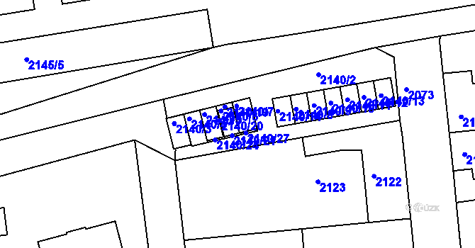 Parcela st. 2140/22 v KÚ Rumburk, Katastrální mapa