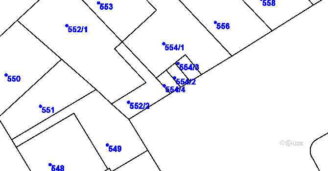 Parcela st. 554/4 v KÚ Rumburk, Katastrální mapa