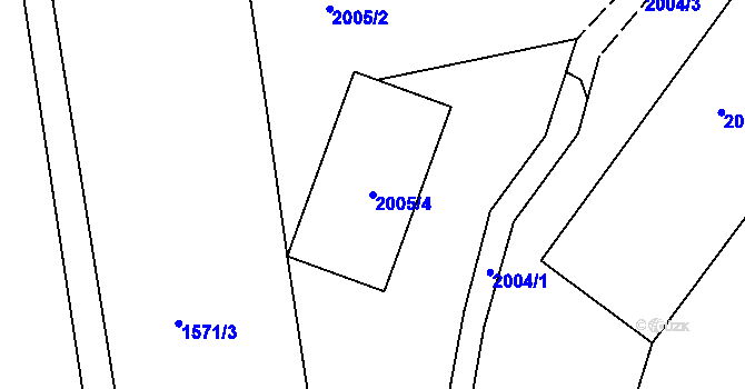 Parcela st. 2005/4 v KÚ Rumburk, Katastrální mapa