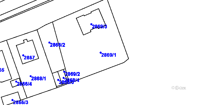 Parcela st. 2869/1 v KÚ Rumburk, Katastrální mapa