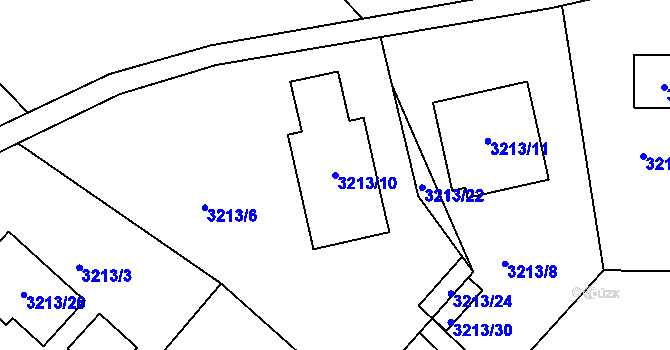 Parcela st. 3213/10 v KÚ Rumburk, Katastrální mapa