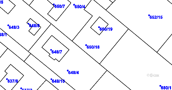 Parcela st. 650/18 v KÚ Rumburk, Katastrální mapa