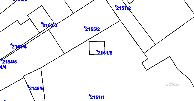 Parcela st. 2151/8 v KÚ Rumburk, Katastrální mapa