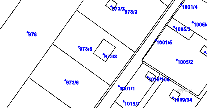 Parcela st. 973/8 v KÚ Rumburk, Katastrální mapa
