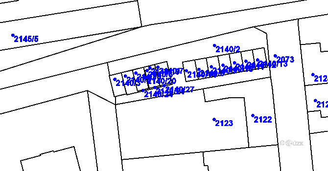 Parcela st. 2140/27 v KÚ Rumburk, Katastrální mapa