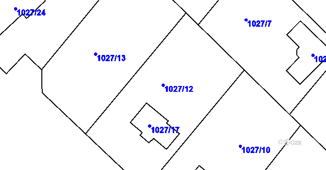 Parcela st. 1027/12 v KÚ Rumburk, Katastrální mapa