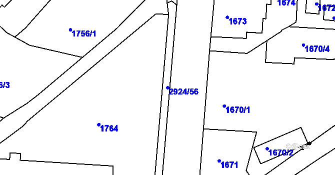 Parcela st. 2924/56 v KÚ Rumburk, Katastrální mapa