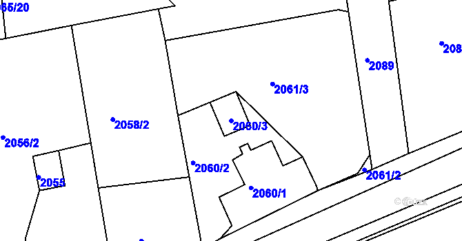 Parcela st. 2060/3 v KÚ Rumburk, Katastrální mapa