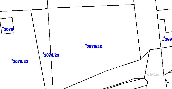 Parcela st. 2076/28 v KÚ Rumburk, Katastrální mapa