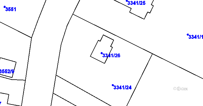 Parcela st. 3341/26 v KÚ Rumburk, Katastrální mapa
