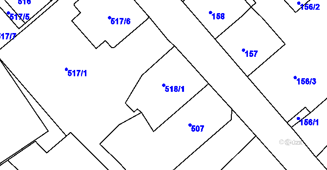 Parcela st. 518/1 v KÚ Rumburk, Katastrální mapa
