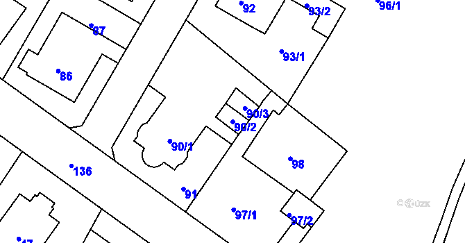Parcela st. 90/2 v KÚ Rumburk, Katastrální mapa