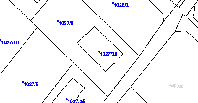 Parcela st. 1027/26 v KÚ Rumburk, Katastrální mapa