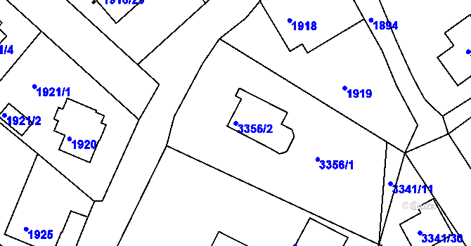 Parcela st. 3356/2 v KÚ Rumburk, Katastrální mapa