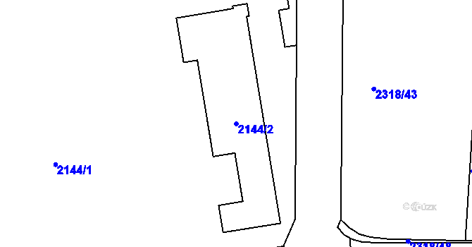 Parcela st. 2144/2 v KÚ Rumburk, Katastrální mapa