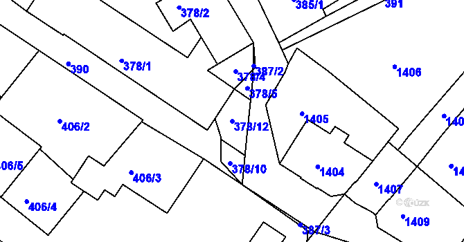 Parcela st. 378/12 v KÚ Rumburk, Katastrální mapa