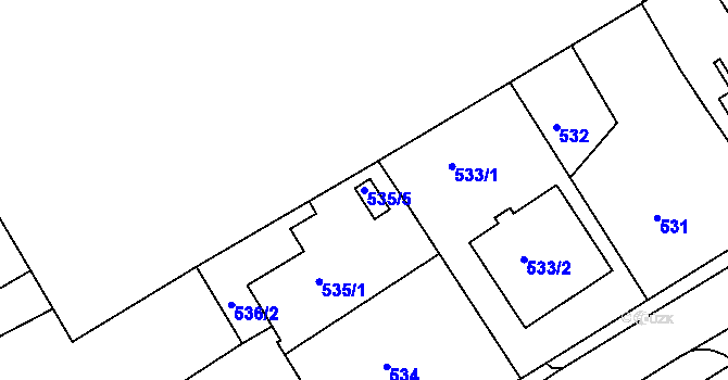 Parcela st. 535/5 v KÚ Rumburk, Katastrální mapa