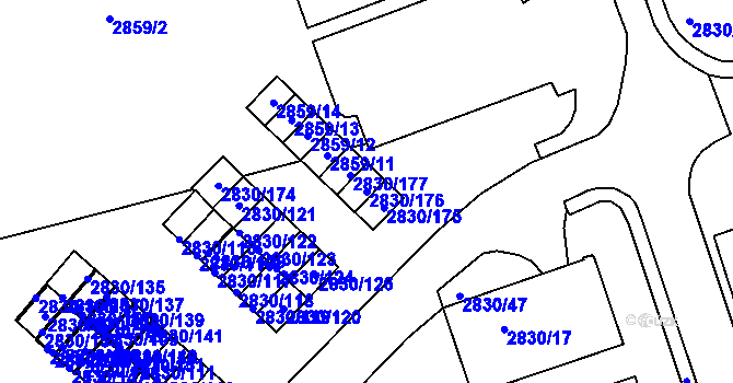 Parcela st. 2830/176 v KÚ Rumburk, Katastrální mapa