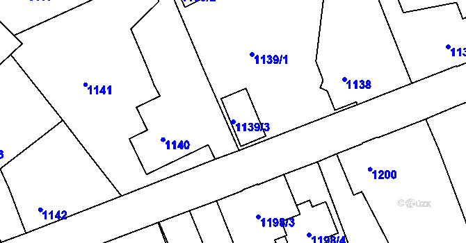 Parcela st. 1139/3 v KÚ Rumburk, Katastrální mapa
