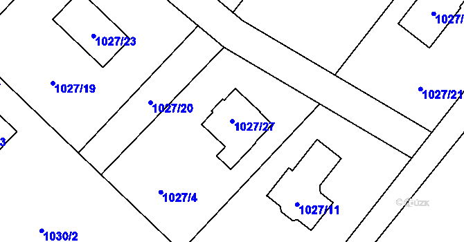 Parcela st. 1027/27 v KÚ Rumburk, Katastrální mapa