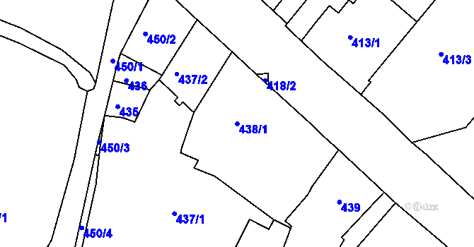 Parcela st. 438/1 v KÚ Rumburk, Katastrální mapa