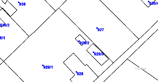 Parcela st. 929/2 v KÚ Rumburk, Katastrální mapa