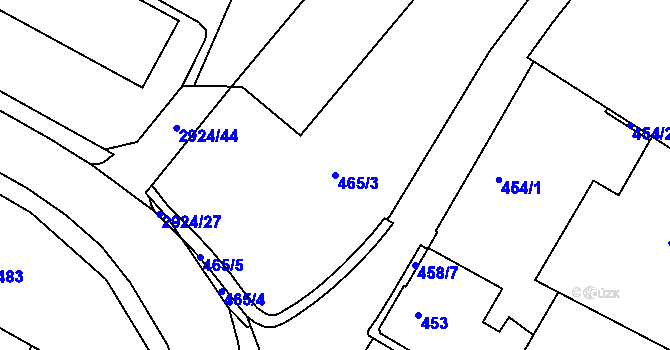 Parcela st. 465/3 v KÚ Rumburk, Katastrální mapa