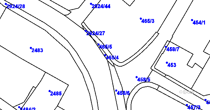 Parcela st. 465/4 v KÚ Rumburk, Katastrální mapa