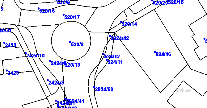 Parcela st. 524/12 v KÚ Rumburk, Katastrální mapa