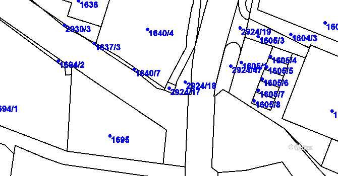 Parcela st. 2924/17 v KÚ Rumburk, Katastrální mapa