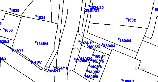 Parcela st. 2924/19 v KÚ Rumburk, Katastrální mapa