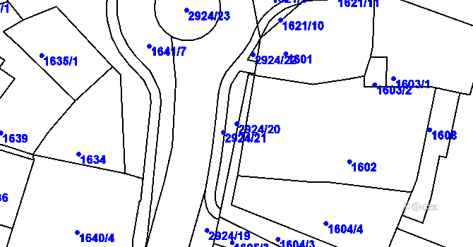 Parcela st. 2924/20 v KÚ Rumburk, Katastrální mapa