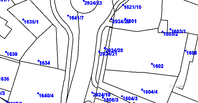 Parcela st. 2924/21 v KÚ Rumburk, Katastrální mapa