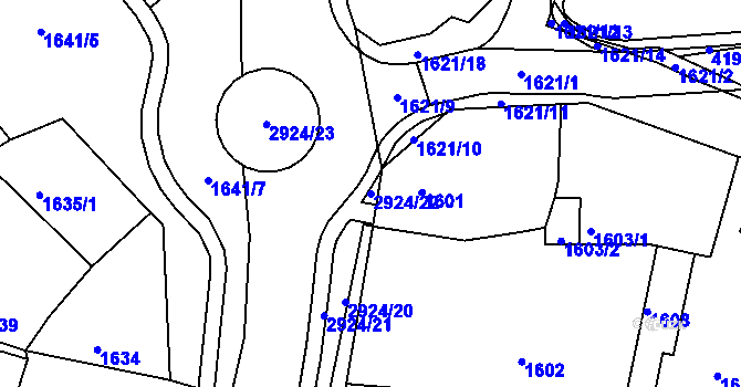 Parcela st. 2924/22 v KÚ Rumburk, Katastrální mapa