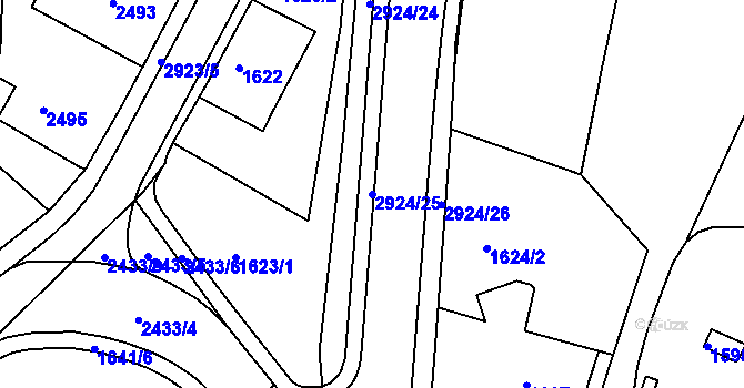 Parcela st. 2924/25 v KÚ Rumburk, Katastrální mapa