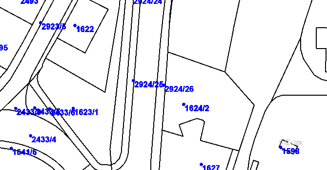 Parcela st. 2924/26 v KÚ Rumburk, Katastrální mapa