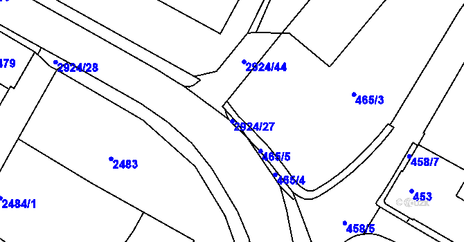Parcela st. 2924/27 v KÚ Rumburk, Katastrální mapa