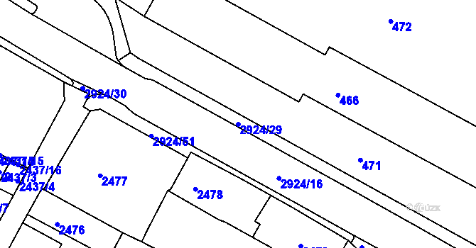 Parcela st. 2924/29 v KÚ Rumburk, Katastrální mapa